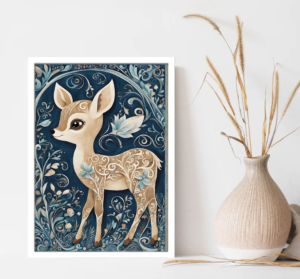 Vintage deer digital art print