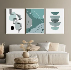 blue grey and black minimal abstract digital art print for room decor