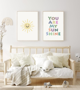 you are my sun shine digital art print for kids room decor set of two prints