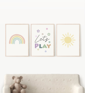 Kids Room Wall Decor Art Set of 3