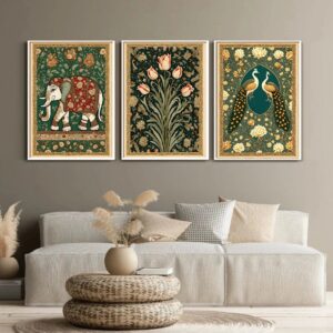 Pichwai Art Prints Set: Lotus, Peacock, Elephant (Digital Download)