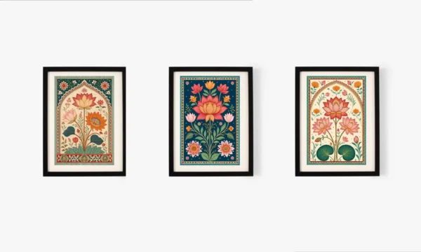 Lotus Wall Art Set: Vintage Pichwai Posters (Digital Download)