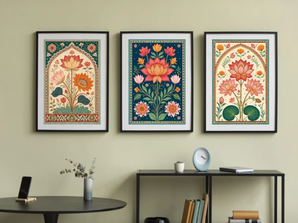 Lotus Wall Art Set: Vintage Pichwai Posters (Digital Download)