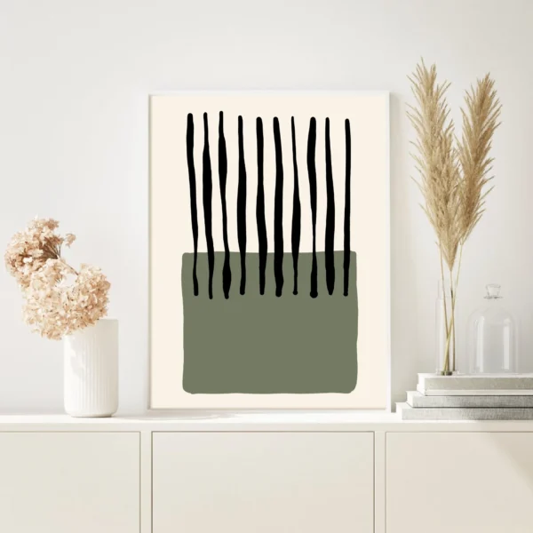 Sage Green Boho Minimal Wall Art Print