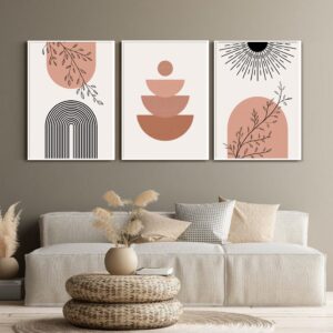Beige and Black Boho Art Print Set of 3