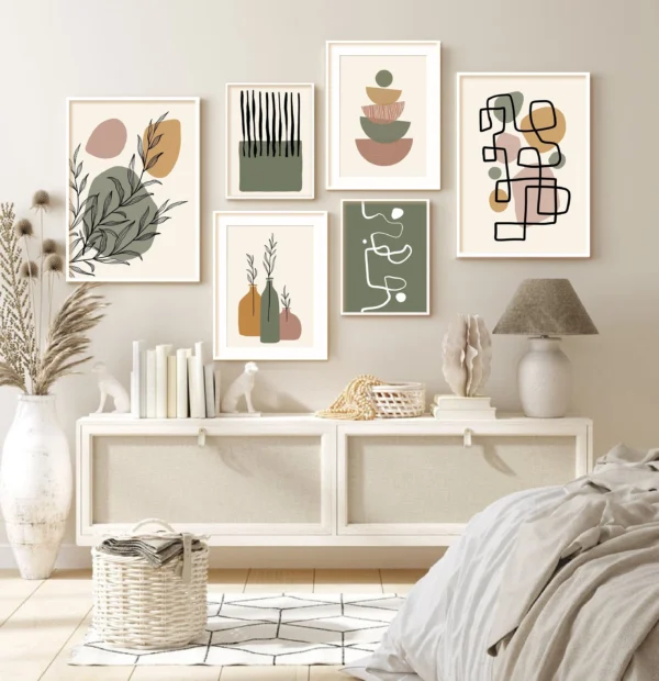 Sage Green Boho Minimal Wall Art Print