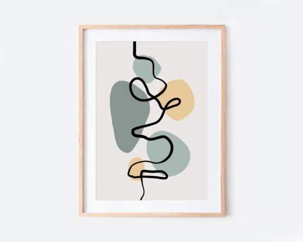 Blue and Yellow Boho Minimal Wall Art Print