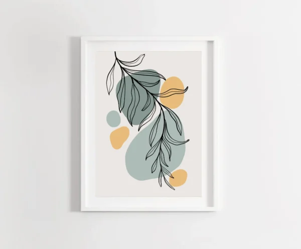 Blue and Yellow Boho Minimal Wall Art Print