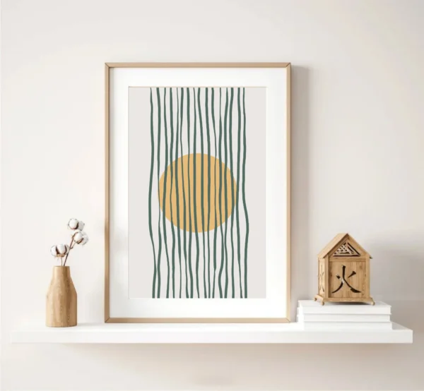 Blue and Yellow Boho Minimal Wall Art Print