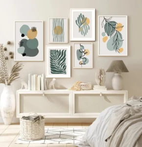 Blue and Yellow Boho Minimal Wall Art Print