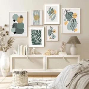 Blue and Yellow Boho Minimal Wall Art Print